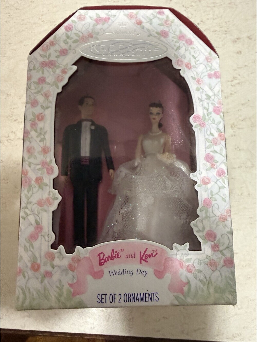 Hallmark Barbie Bride and Ken Groom Wedding Cake Topper Ornament NIB